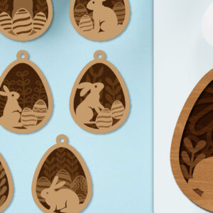 Intra απο ξύλο plywood  Χρώμα wenge 3mm-4mm πάχος - Πασχαλινά στολίδια με στρώσεις Lasercut ΔΕΜΑ Δίασταση 6x6 cm INTRAFABR-99641314