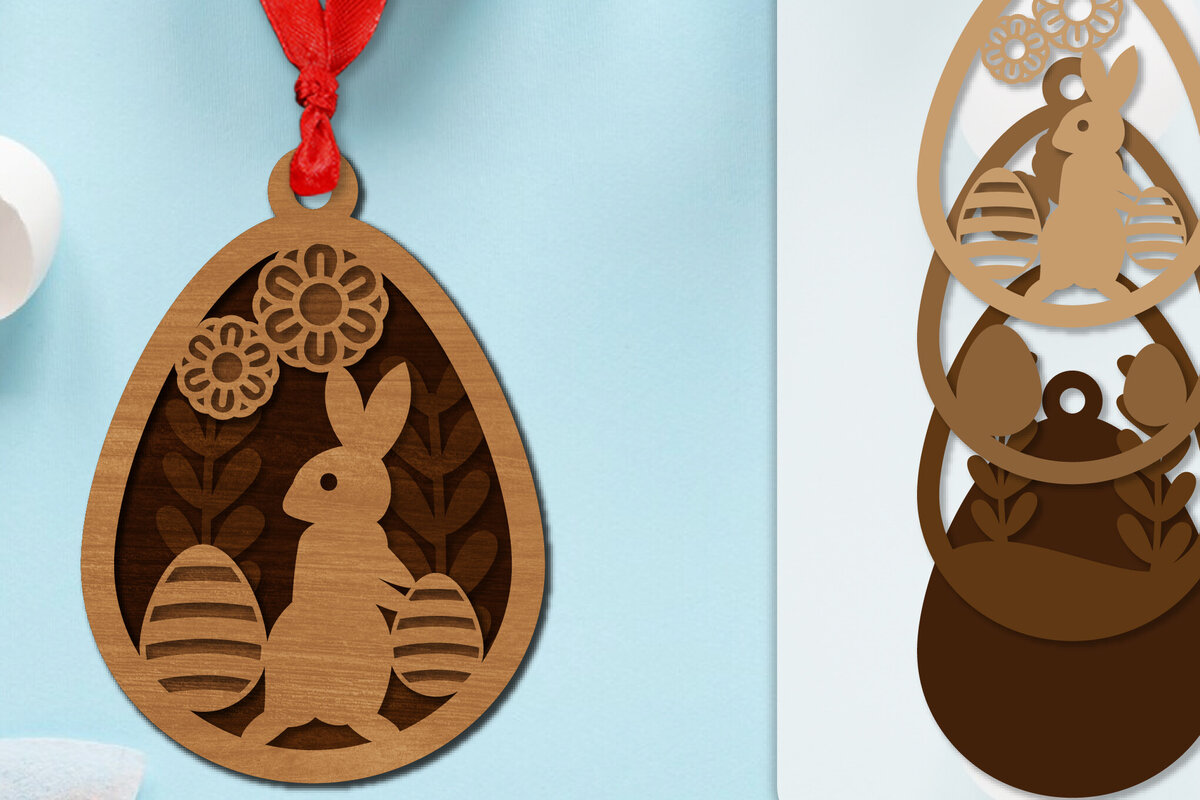 Intra απο ξύλο plywood  Χρώμα wenge 3mm-4mm πάχος - Πασχαλινά στολίδια με στρώσεις Lasercut Δίασταση 6x6 cm INTRAFABR-97078493