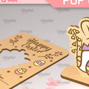 Intra απο ξύλο plywood  Χρώμα wenge 3mm-4mm πάχος - Πασχαλινή αναδυόμενη κάρτα κοπής με λέιζερ Δίασταση 15x15 cm INTRAFABR-98523120