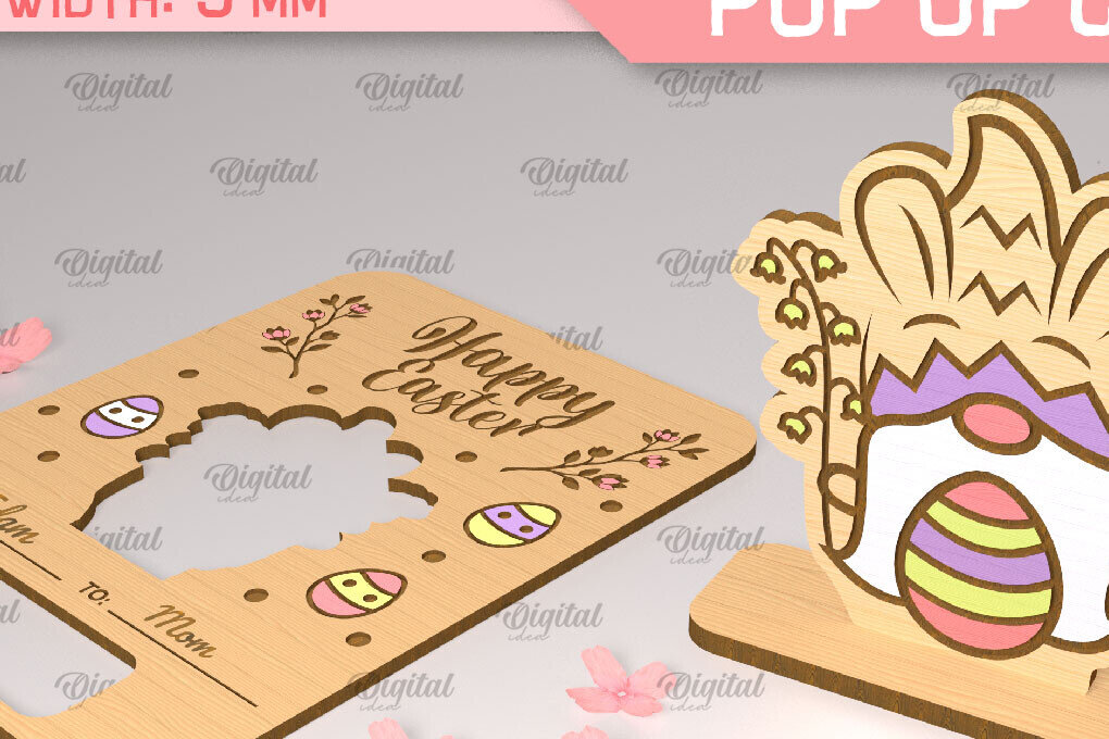 Intra απο ξύλο plywood  Χρώμα wenge 3mm-4mm πάχος - Πασχαλινή αναδυόμενη κάρτα κοπής με λέιζερ Δίασταση 15x15 cm INTRAFABR-98523120