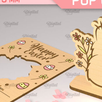 Intra απο ξύλο plywood  Χρώμα wenge 3mm-4mm πάχος - Πακέτο κοπής με λέιζερ πασχαλινής αναδυόμενης κάρτας Δίασταση 15x15 cm INTRAFABR-98523135 - Image 3