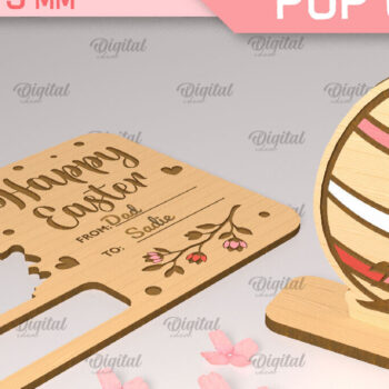 Intra απο ξύλο plywood  Χρώμα wenge 3mm-4mm πάχος - Πασχαλινή αναδυόμενη κάρτα κοπής με λέιζερ. Αυγό Δίασταση 15x15 cm INTRAFABR-98602888 - Image 1