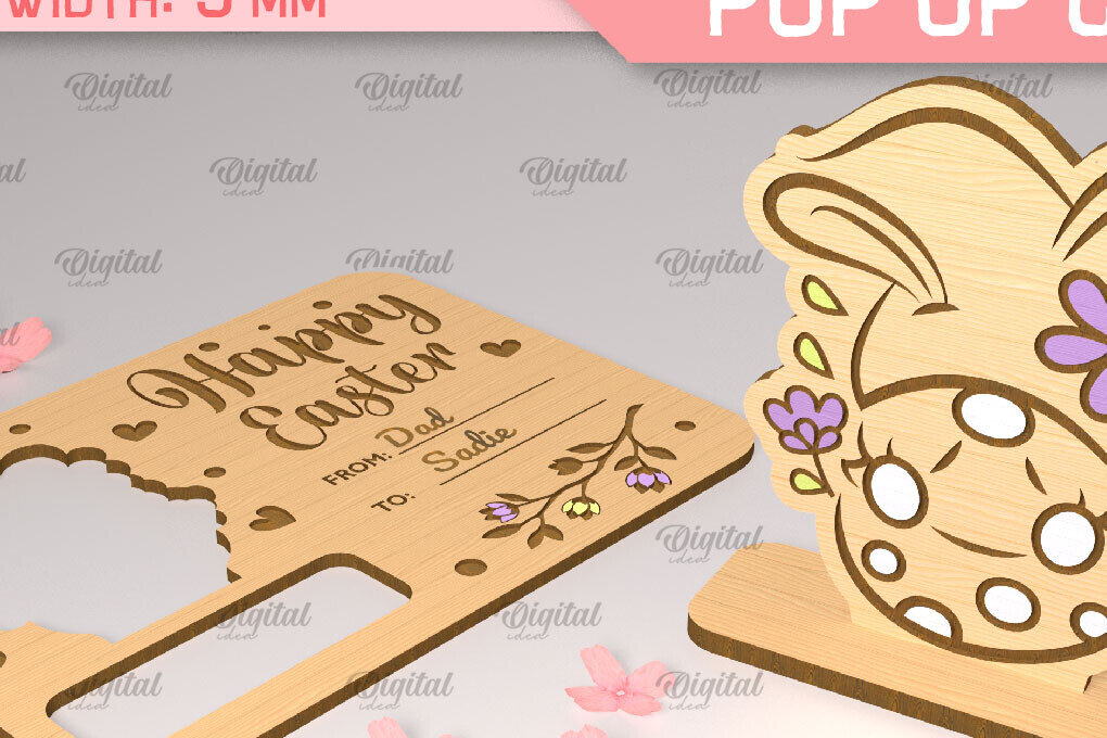 Intra απο ξύλο plywood  Χρώμα wenge 3mm-4mm πάχος - Πασχαλινή αναδυόμενη κάρτα κοπής με λέιζερ. Gnome Δίασταση 15x15 cm INTRAFABR-98602880