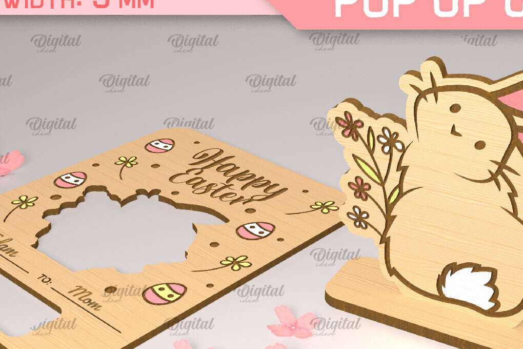 Intra απο ξύλο plywood  Χρώμα wenge 3mm-4mm πάχος - Πασχαλινή αναδυόμενη κάρτα κοπής με λέιζερ Δίασταση 30x20 cm INTRAFABR-98523078