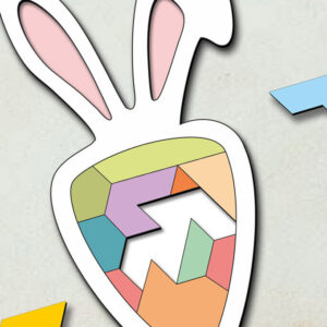 Intra απο ξύλο plywood  Χρώμα wenge 3mm-4mm πάχος - Πασχαλινό παζλ Bunny Carrot Kid Child Δίασταση 15x15 cm INTRAFABR-98691434