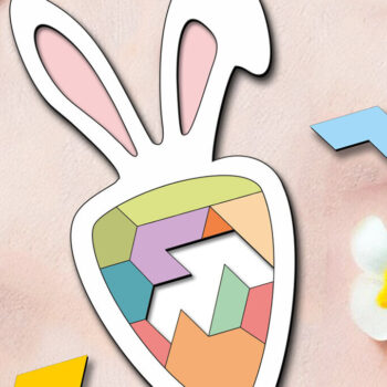 Intra απο ξύλο plywood  Χρώμα wenge 3mm-4mm πάχος - Πασχαλινό παζλ Bunny Carrot Kid Child Δίασταση 15x15 cm INTRAFABR-98691434 - Image 3