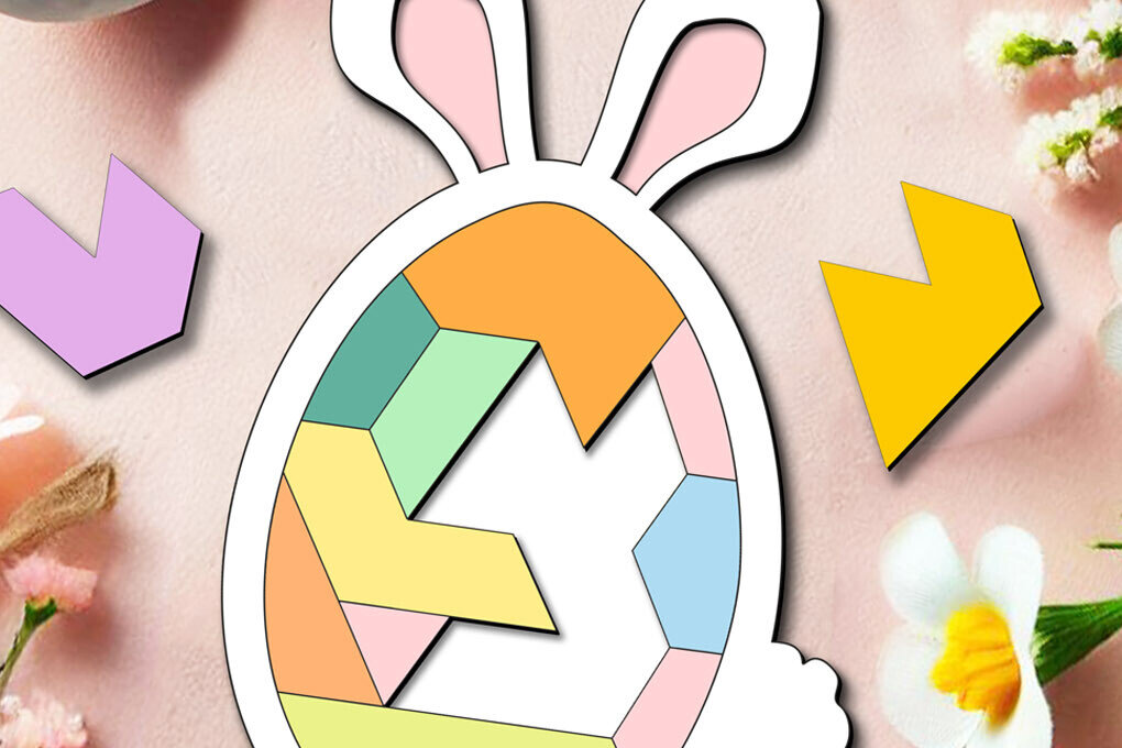 Intra απο ξύλο plywood  Χρώμα wenge 3mm-4mm πάχος - Πασχαλινό παζλ Bunny Kid Παιδικό παιχνίδι Δίασταση 15x15 cm INTRAFABR-98691426