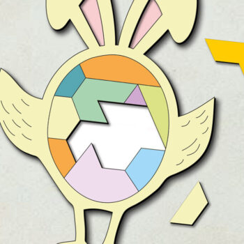 Intra απο ξύλο plywood  Χρώμα wenge 3mm-4mm πάχος - Πασχαλινό παζλ Chick Bunny Παιδικό παιχνίδι Δίασταση 15x15 cm INTRAFABR-6756231 - Image 1