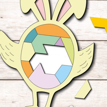 Intra απο ξύλο plywood  Χρώμα wenge 3mm-4mm πάχος - Πασχαλινό παζλ Chick Bunny Παιδικό παιχνίδι Δίασταση 15x15 cm INTRAFABR-6756231 - Image 2