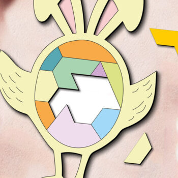 Intra απο ξύλο plywood  Χρώμα wenge 3mm-4mm πάχος - Πασχαλινό παζλ Chick Bunny Παιδικό παιχνίδι Δίασταση 15x15 cm INTRAFABR-6756231 - Image 3