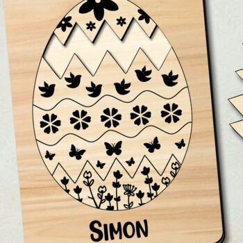 Intra απο ξύλο plywood  Χρώμα wenge 3mm-4mm πάχος - Πασχαλινό παζλ Egg Eggraved Kid Child Δίασταση 15x15 cm INTRAFABR-102056205 - Image 1