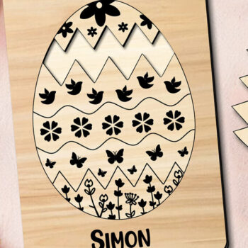 Intra απο ξύλο plywood  Χρώμα wenge 3mm-4mm πάχος - Πασχαλινό παζλ Egg Eggraved Kid Child Δίασταση 15x15 cm INTRAFABR-102056205 - Image 2