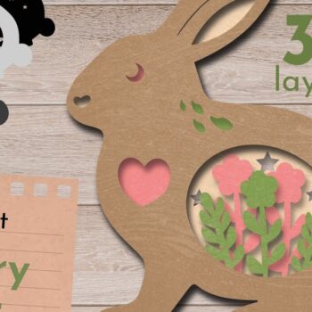 Intra απο ξύλο plywood  Χρώμα wenge 3mm-4mm πάχος - Πασχαλινή διακόσμηση κουνελιού, 3D Layered , Dxf Δίασταση 30x20 cm INTRAFABR-84747349 - Image 1