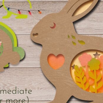 Intra απο ξύλο plywood  Χρώμα wenge 3mm-4mm πάχος - Πασχαλινή διακόσμηση κουνελιού, 3D Layered , Dxf Δίασταση 30x20 cm INTRAFABR-84747349 - Image 2