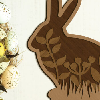 Intra απο ξύλο plywood Χρώμα wenge 3mm-4mm πάχος - Πασχαλινό κουνέλι διακοσμητικό κοπής με λέιζερ Δίασταση 4x7 cm INTRAFABR-84746156 - Image 1