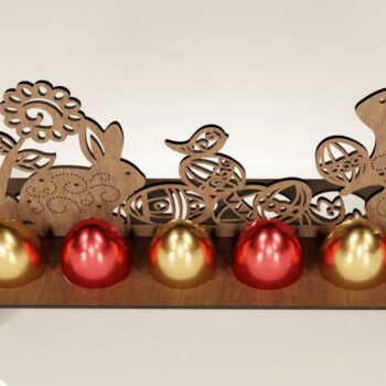 Intra απο ξύλο plywood  Χρώμα wenge 3mm-4mm πάχος - κοπής με λέιζερ θήκη πασχαλινών αυγών κουνελιού Δίασταση 112x280 cm INTRAFABR-84746240 - Image 1