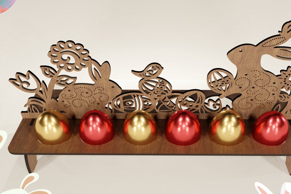 Intra απο ξύλο plywood  Χρώμα wenge 3mm-4mm πάχος - κοπής με λέιζερ θήκη πασχαλινών αυγών κουνελιού Δίασταση 112x280 cm INTRAFABR-84746240