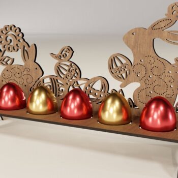 Intra απο ξύλο plywood  Χρώμα wenge 3mm-4mm πάχος - κοπής με λέιζερ θήκη πασχαλινών αυγών κουνελιού Δίασταση 112x280 cm INTRAFABR-84746240 - Image 2