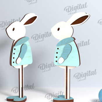 Intra απο ξύλο plywood  Χρώμα wenge 3mm-4mm πάχος - Πασχαλινό Κουνέλι LaserCut. Πασχαλινός χαρακτήρας Δίασταση 15x15 cm INTRAFABR-84746273 - Image 1