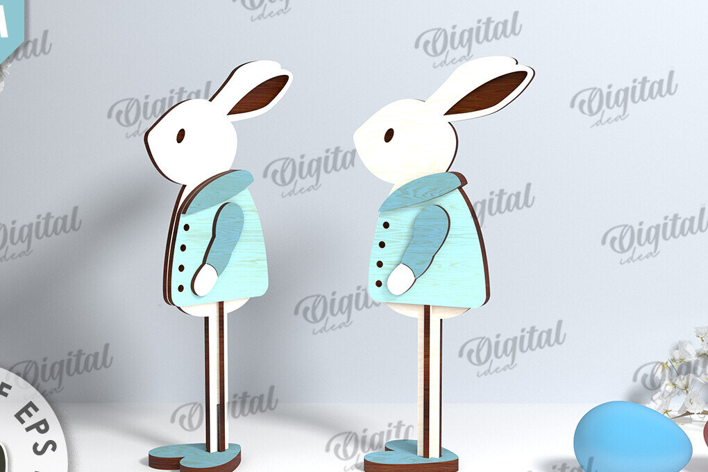 Intra απο ξύλο plywood  Χρώμα wenge 3mm-4mm πάχος - Πασχαλινό Κουνέλι LaserCut. Πασχαλινός χαρακτήρας Δίασταση 15x15 cm INTRAFABR-84746273