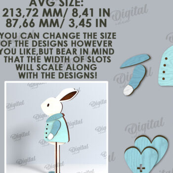 Intra απο ξύλο plywood  Χρώμα wenge 3mm-4mm πάχος - Πασχαλινό Κουνέλι LaserCut. Πασχαλινός χαρακτήρας Δίασταση 15x15 cm INTRAFABR-84746273 - Image 2