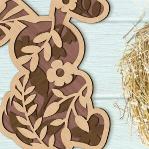 Intra απο ξύλο plywood  Χρώμα wenge 3mm-4mm πάχος - Πρότυπο Πασχαλινό κουνέλι, κομμένο σε στρώσεις Δίασταση 10x6 cm INTRAFABR-78724453