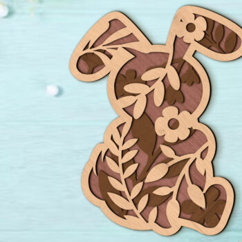 Intra απο ξύλο plywood Χρώμα wenge 3mm-4mm πάχος - Πρότυπο Πασχαλινό κουνέλι, κομμένο σε στρώσεις Δίασταση 10x6 cm INTRAFABR-78724453 - Image 2