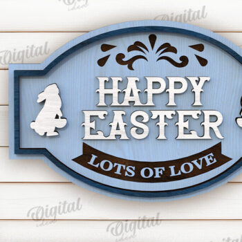 Intra απο ξύλο plywood  Χρώμα wenge 3mm-4mm πάχος - Πασχαλινή ρετρό πινακίδα . Σπίτι του Πάσχα Δίασταση 15x15 cm INTRAFABR-93010839 - Image 1