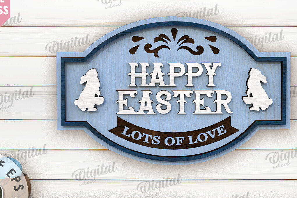 Intra απο ξύλο plywood  Χρώμα wenge 3mm-4mm πάχος - Πασχαλινή ρετρό πινακίδα . Σπίτι του Πάσχα Δίασταση 15x15 cm INTRAFABR-93010839