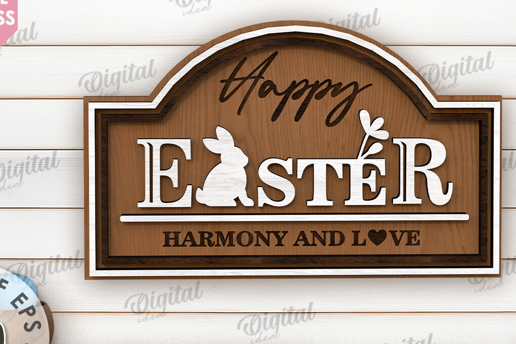 Intra απο ξύλο plywood  Χρώμα wenge 3mm-4mm πάχος - Πασχαλινή ρετρό πινακίδα . Σπίτι του Πάσχα Δίασταση 15x15 cm INTRAFABR-91508101