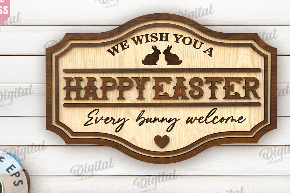 Intra απο ξύλο plywood  Χρώμα wenge 3mm-4mm πάχος - Πασχαλινή ρετρό πινακίδα . Σπίτι του Πάσχα Δίασταση 15x15 cm INTRAFABR-91508108