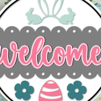 Intra απο ξύλο plywood  Χρώμα wenge 3mm-4mm πάχος - Πασχαλινό σχέδιο πινακίδας στρογγυλής πόρτας – Καλώς ήρθατε Δίασταση 4x4 cm INTRAFABR-91352627 - Image 1