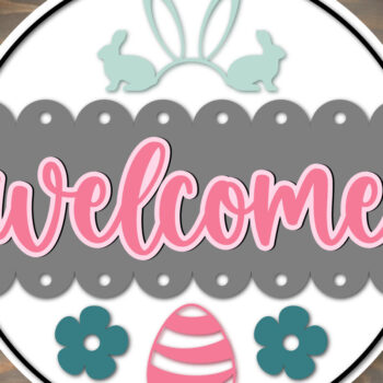 Intra απο ξύλο plywood  Χρώμα wenge 3mm-4mm πάχος - Πασχαλινό σχέδιο πινακίδας στρογγυλής πόρτας – Καλώς ήρθατε Δίασταση 4x4 cm INTRAFABR-91352627 - Image 3