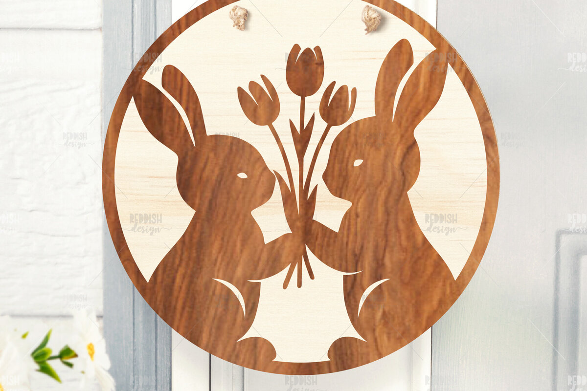 Intra απο ξύλο plywood  Χρώμα wenge 3mm-4mm πάχος - Πασχαλινή στρογγυλή πινακίδα I Πασχαλινή κρεμάστρα πόρτας Δίασταση 15x15 cm INTRAFABR-96218284