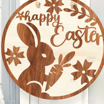 Intra απο ξύλο plywood  Χρώμα wenge 3mm-4mm πάχος - Πασχαλινή στρογγυλή πινακίδα I Πασχαλινή κρεμάστρα πόρτας Δίασταση 15x15 cm INTRAFABR-91515059 - Image 1