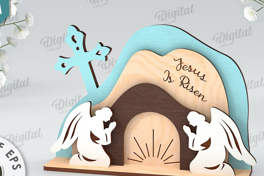 Intra απο ξύλο plywood  Χρώμα wenge 3mm-4mm πάχος - Πασχαλινή Σκηνή Απο. Θρησκευτικό Πάσχα Δίασταση 15x15 cm INTRAFABR-122154064