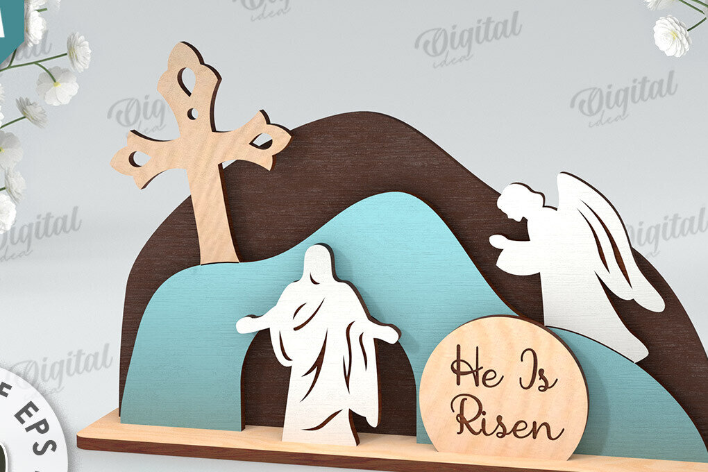 Intra απο ξύλο plywood  Χρώμα wenge 3mm-4mm πάχος - Πασχαλινή Σκηνή Απο. Θρησκευτικό Πάσχα Δίασταση 15x15 cm INTRAFABR-122154081