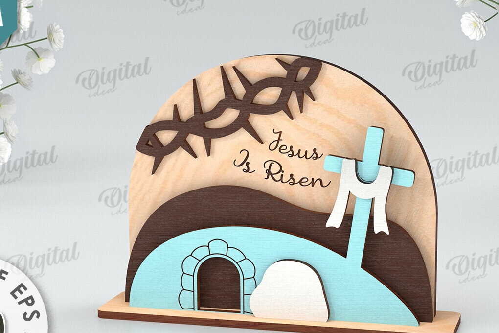 Intra απο ξύλο plywood  Χρώμα wenge 3mm-4mm πάχος - Πασχαλινή Σκηνή Απο. Θρησκευτικό Πάσχα Δίασταση 15x15 cm INTRAFABR-122154014