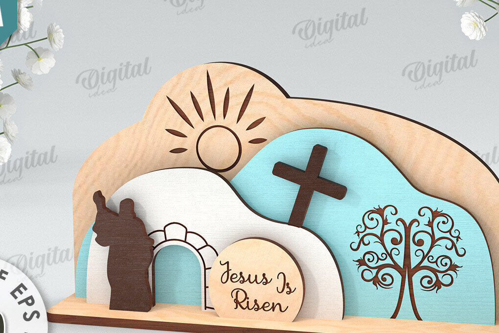 Intra απο ξύλο plywood  Χρώμα wenge 3mm-4mm πάχος - Πασχαλινή Σκηνή Απο. Θρησκευτικό Πάσχα Δίασταση 15x15 cm INTRAFABR-122245706