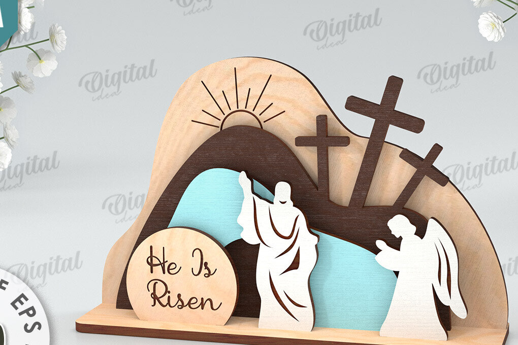 Intra απο ξύλο plywood  Χρώμα wenge 3mm-4mm πάχος - Πασχαλινή Σκηνή Απο. Θρησκευτικό Πάσχα Δίασταση 15x15 cm INTRAFABR-122245702