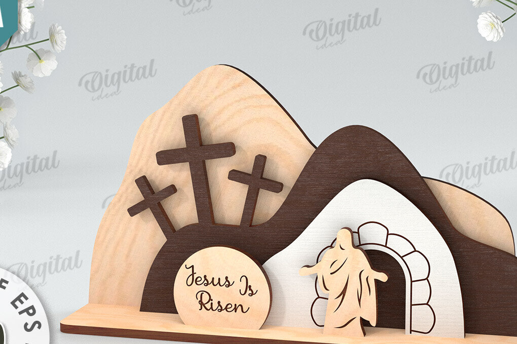 Intra απο ξύλο plywood  Χρώμα wenge 3mm-4mm πάχος - Πασχαλινή Σκηνή Απο. Θρησκευτικό Πάσχα Δίασταση 15x15 cm INTRAFABR-93395993