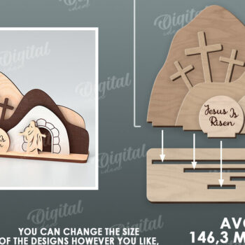 Intra απο ξύλο plywood  Χρώμα wenge 3mm-4mm πάχος - Πασχαλινή Σκηνή Απο. Θρησκευτικό Πάσχα Δίασταση 15x15 cm INTRAFABR-93395993 - Image 2