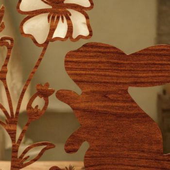 Intra απο ξύλο plywood  Χρώμα wenge 3mm-4mm πάχος - Πασχαλινό όρθιο λαγουδάκι Cutfile Δίασταση 30x20 cm INTRAFABR-117727358 - Image 2