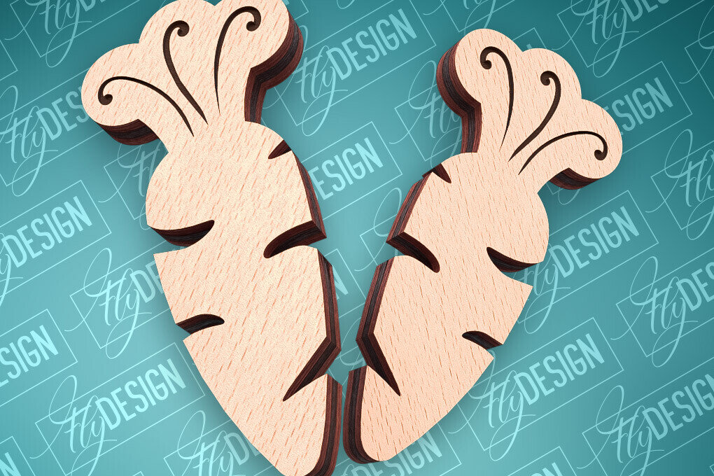 Intra απο ξύλο plywood  Χρώμα wenge 3mm-4mm πάχος - Πασχαλινά σκουλαρίκια με λέιζερ | Καρότο Δίασταση 3x3 cm INTRAFABR-78117810