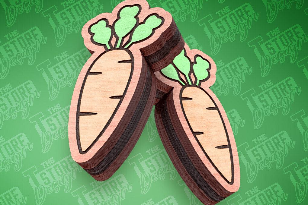 Intra απο ξύλο plywood  Χρώμα wenge 3mm-4mm πάχος - Πασχαλινά σκουλαρίκια με λέιζερ | Καρότο Δίασταση 3x3 cm INTRAFABR-79194607