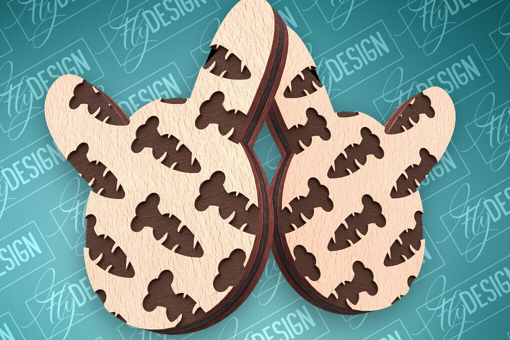 Intra απο ξύλο plywood  Χρώμα wenge 3mm-4mm πάχος - Πασχαλινά σκουλαρίκια με λέιζερ | CNC Δίασταση 3x3 cm INTRAFABR-70459799