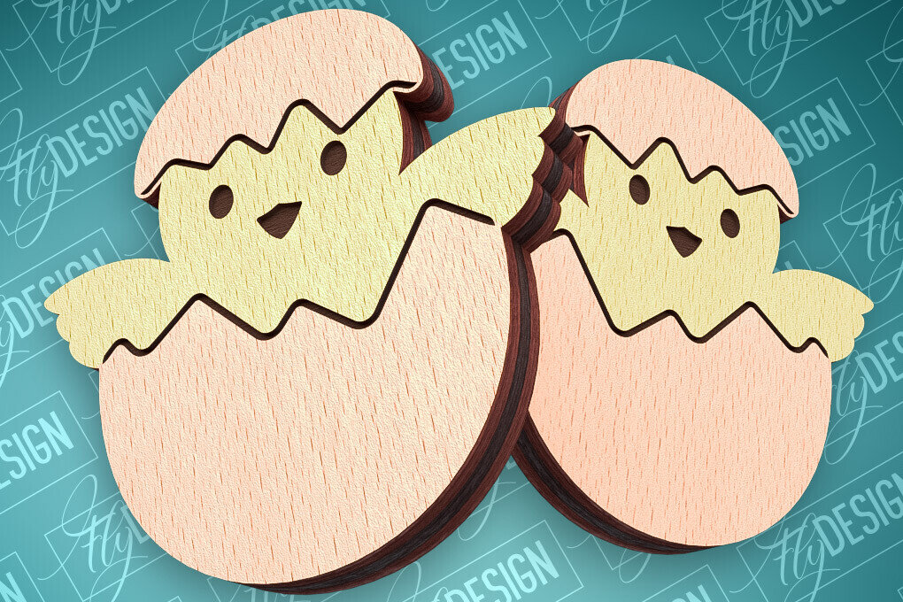 Intra απο ξύλο plywood  Χρώμα wenge 3mm-4mm πάχος - Πασχαλινά σκουλαρίκια με λέιζερ | CNC Δίασταση 3x3 cm INTRAFABR-115762615