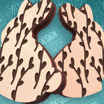 Intra απο ξύλο plywood  Χρώμα wenge 3mm-4mm πάχος - Πασχαλινά σκουλαρίκια με λέιζερ | CNC Δίασταση 3x3 cm INTRAFABR-115762219 - Image 8