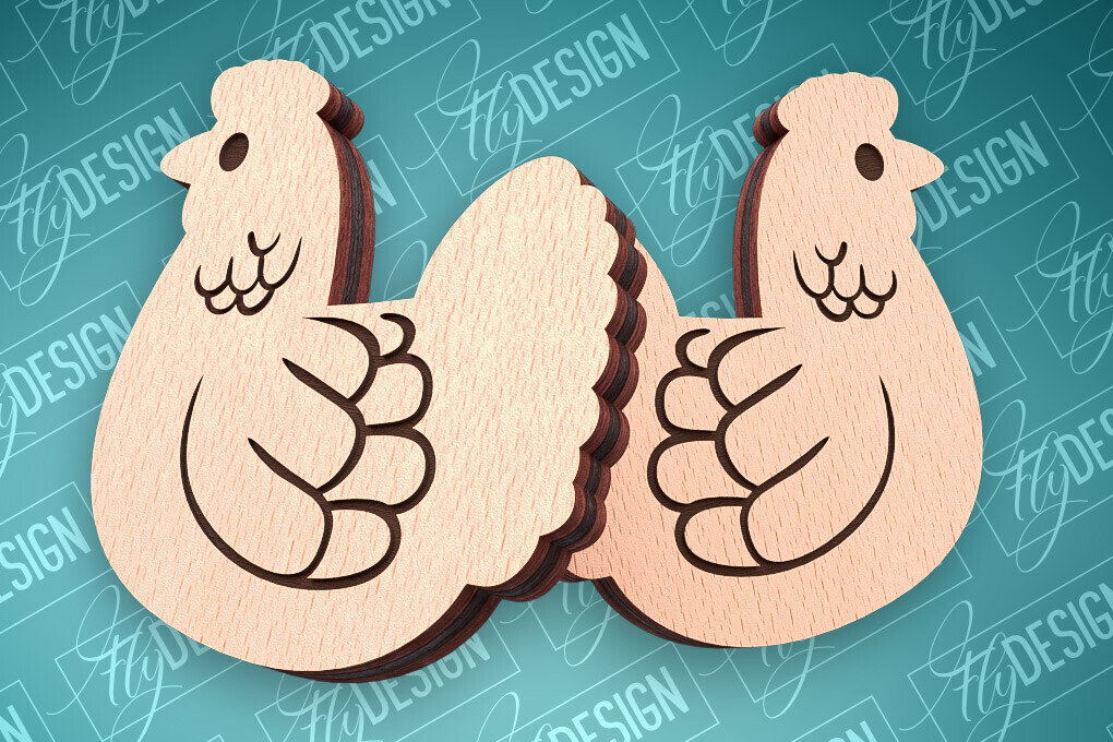 Intra απο ξύλο plywood  Χρώμα wenge 3mm-4mm πάχος - Πασχαλινά σκουλαρίκια με λέιζερ | CNC Δίασταση 3x3 cm INTRAFABR-115740758