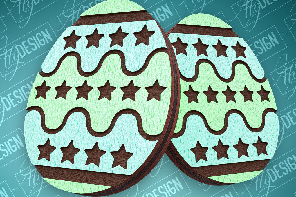 Intra απο ξύλο plywood  Χρώμα wenge 3mm-4mm πάχος - Πασχαλινά σκουλαρίκια με λέιζερ | CNC Δίασταση 3x3 cm INTRAFABR-120787311